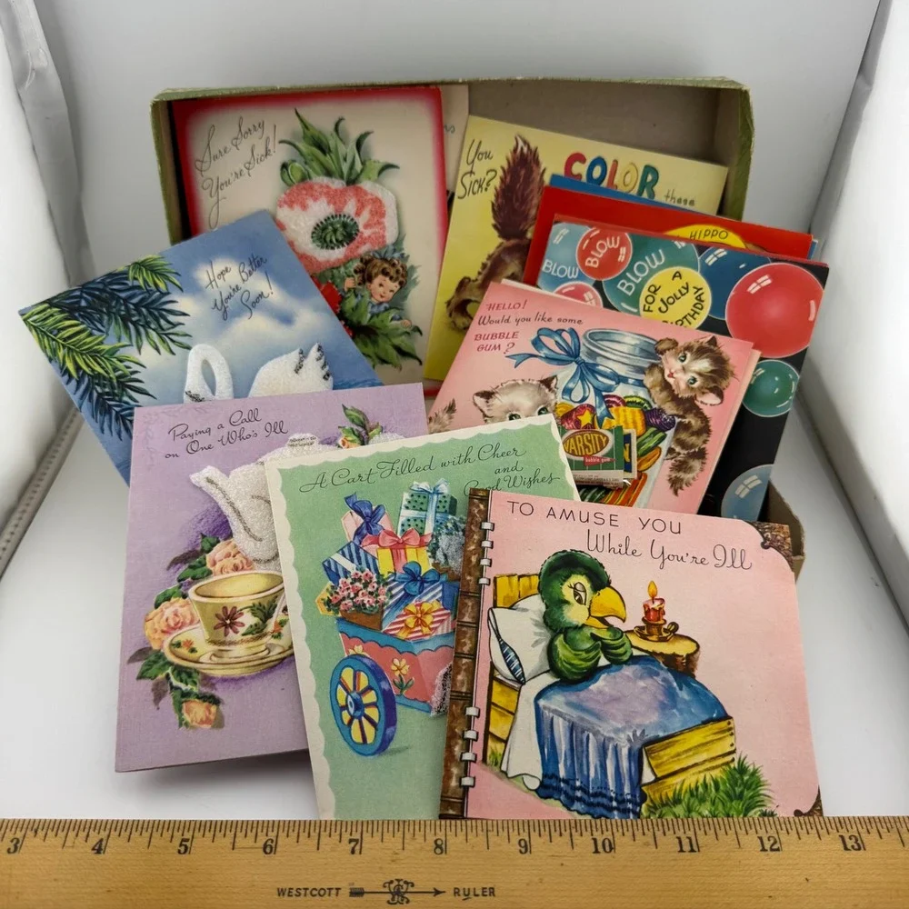 Sugar Cake Greeting Card Assortment Green Good Vintage Mid Century Retro Box